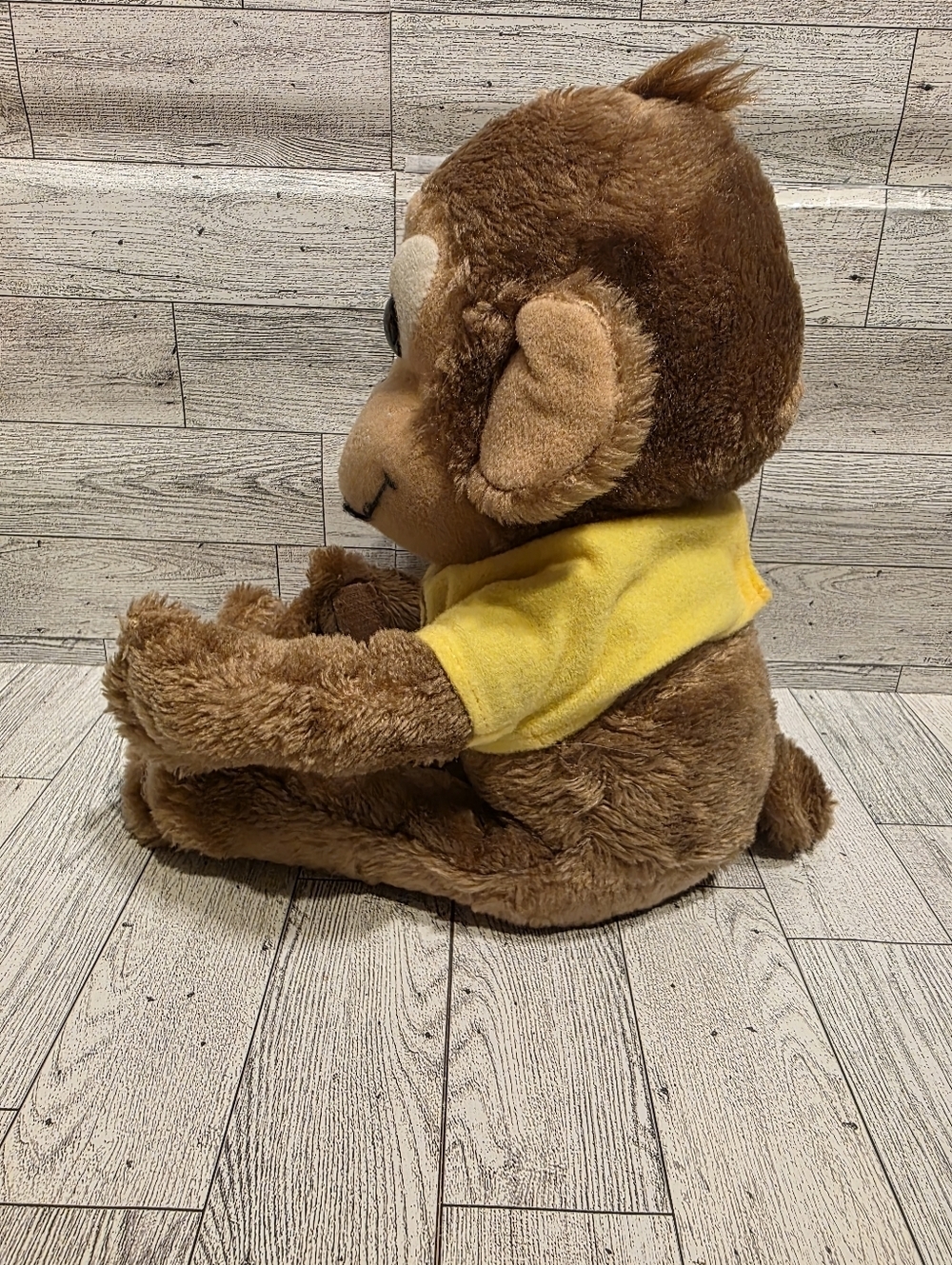 Brown Monkey Plush Toy with Yellow 'BOO' Shirt - Soft Stuffed Animal - Picture 4 of 5
